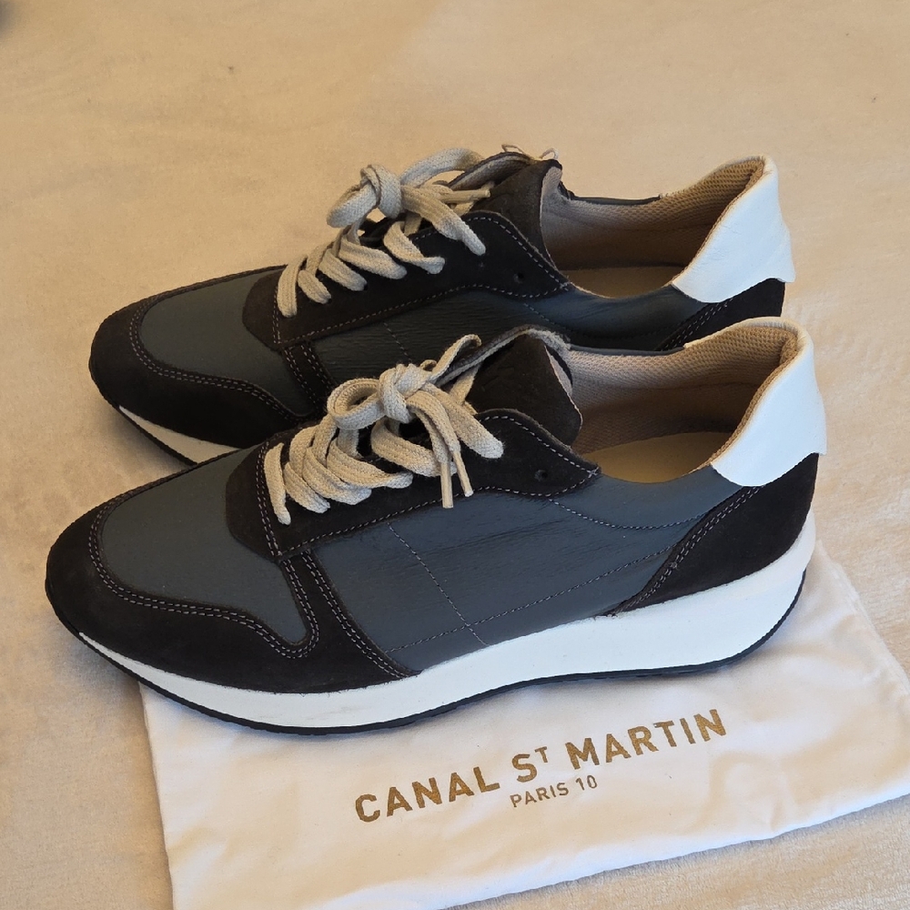 Brand New Men's Canal St Martin Gray and White Sneakers, Size 10